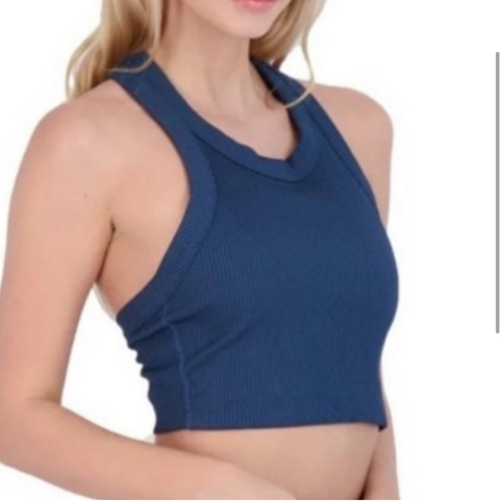 FP Movement Game Time Racerback Cami Navy Size M - Picture 2 of 7